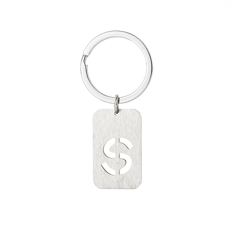 Wholesale Stainless Steel Creative Hollow 26 Letter Keychain